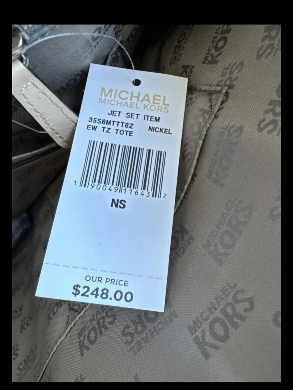 Michael Kors Metallic Nickel Monogram Jet Set Tote Bag NWT Retails $248